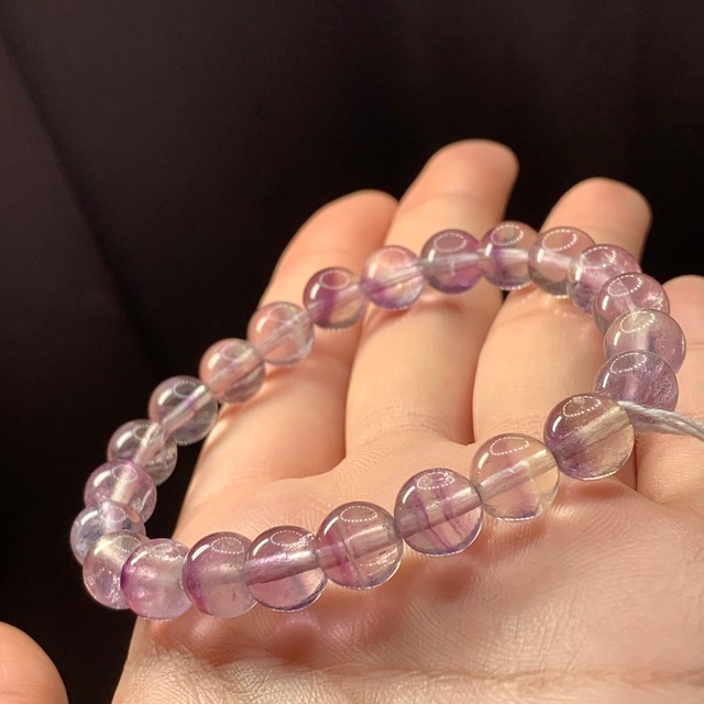 f102パープル×カラーレス☆グラデーションフローライトブレスレット