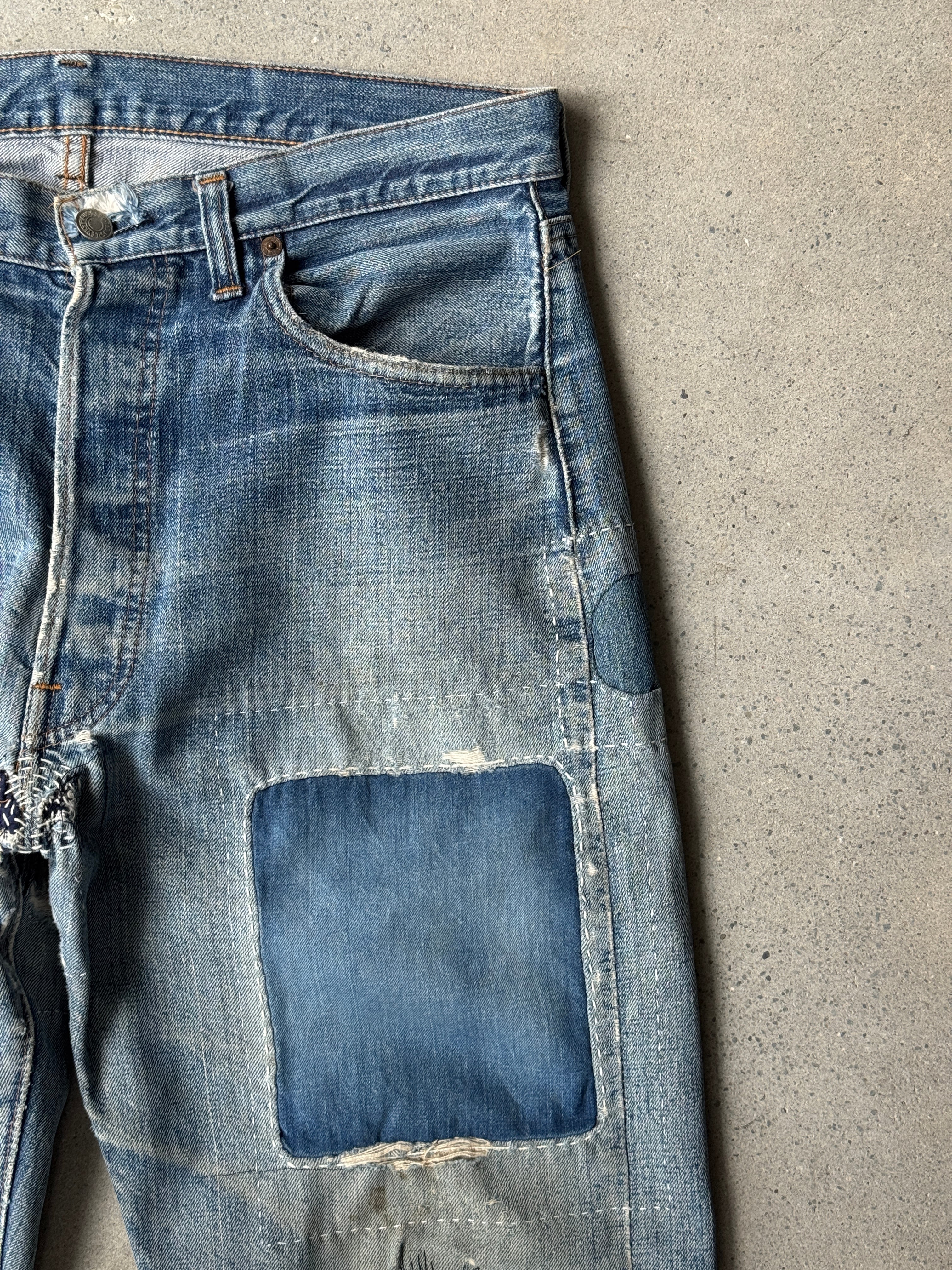 70's Vintage Levi's 501 66 Single Patchwork Denim Jeans | KLIPP