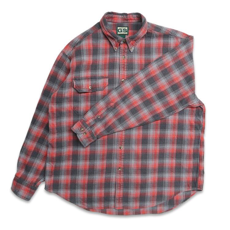 【名品】HF着 SEQUEL シークエル ネル シャツ チェック グレー XL 古着 Qanden Mountain GS GUIDE SERIES 長袖シャツ ネルシャツ