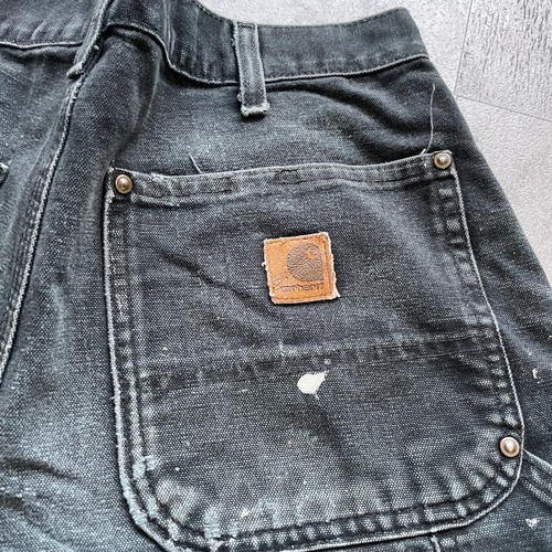 USA生地 ブラック ダブルニー Carhartt B136 BLK 32×32 詳細写真2