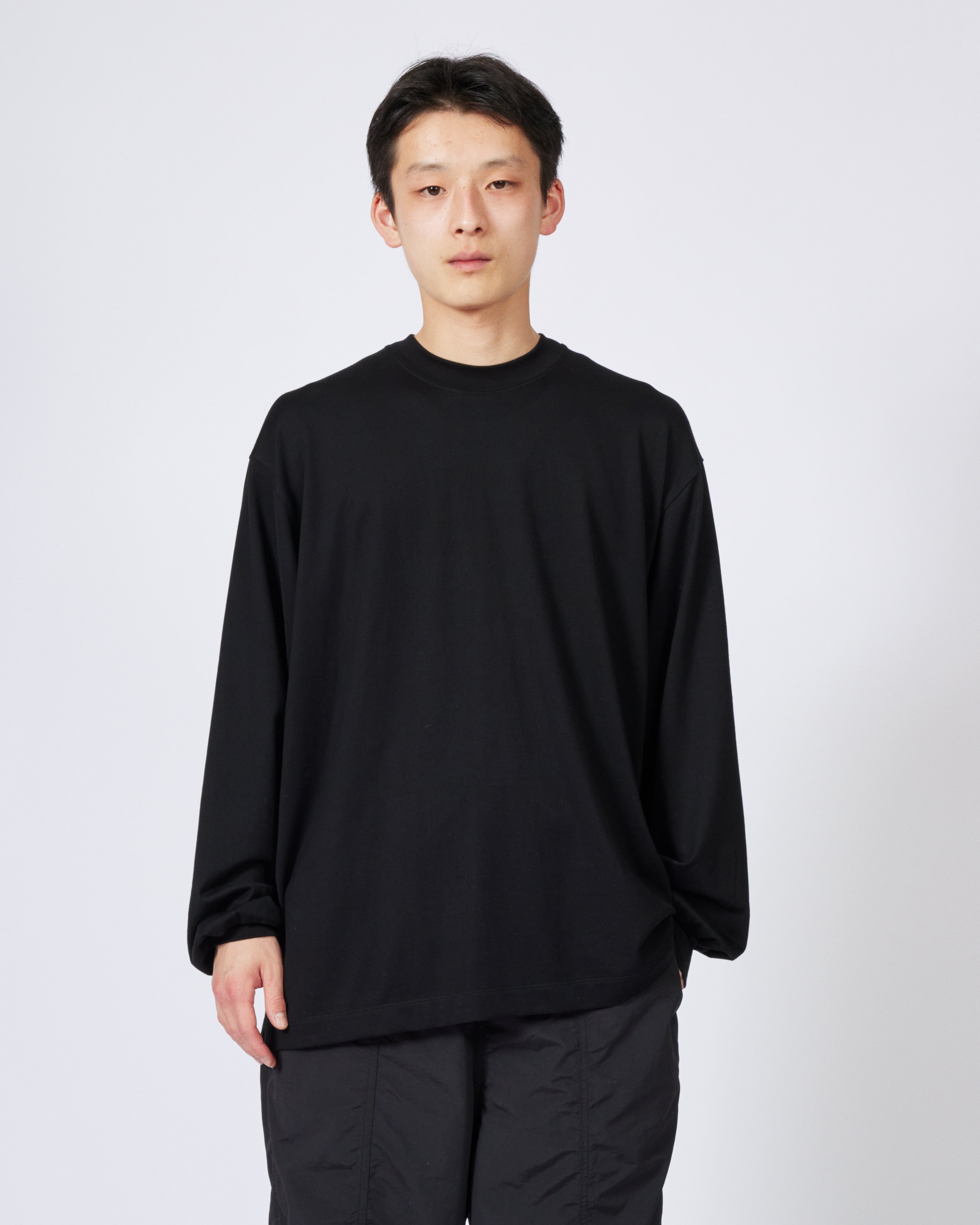 everyone rich cotton long sleeve tee shirt (BLACK) | everyone