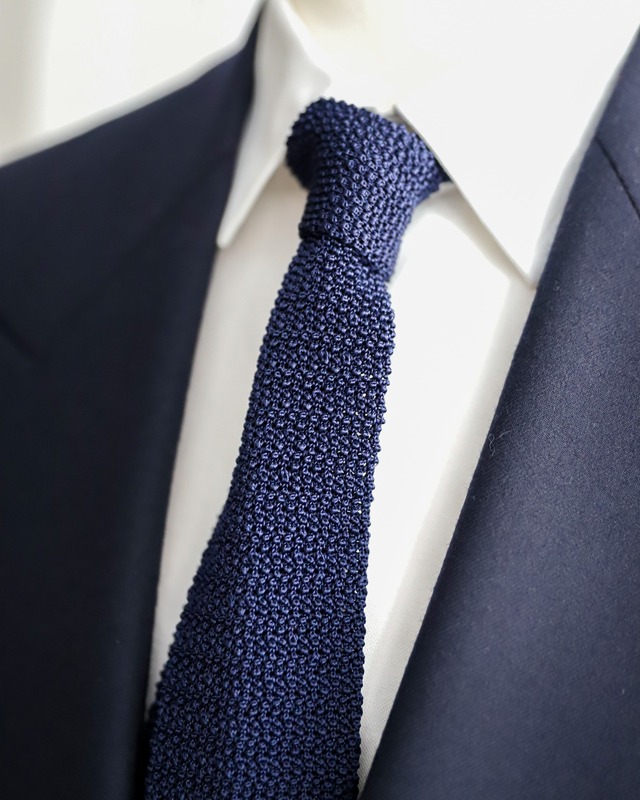 【新品】MINTENS special silk knit tie made in Germany NAVY／オリジナル ドイツ製 シルク 100% ニットタイ ネイビー  全長140cm 大剣幅6cm