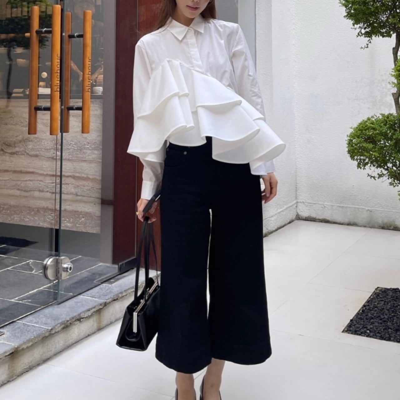 ラッフルシャツブラウス T076