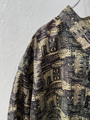 Silk ethnic pattern short sleeve shirt
