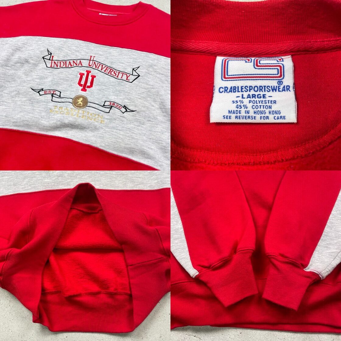 INDIANA UNIVERSITY カレッジ スウェットシャツ 切り替えデザイン 