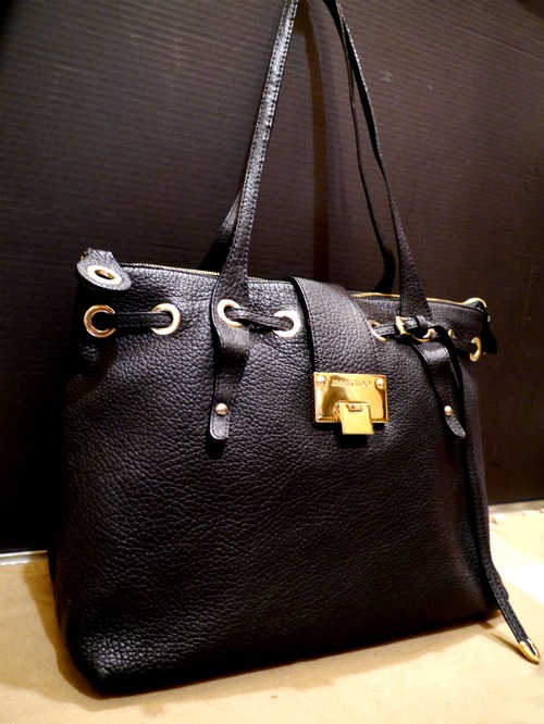 美品★JIMMY CHOO ジミーチュウ ロザリー レザー トート バッグ 黒★