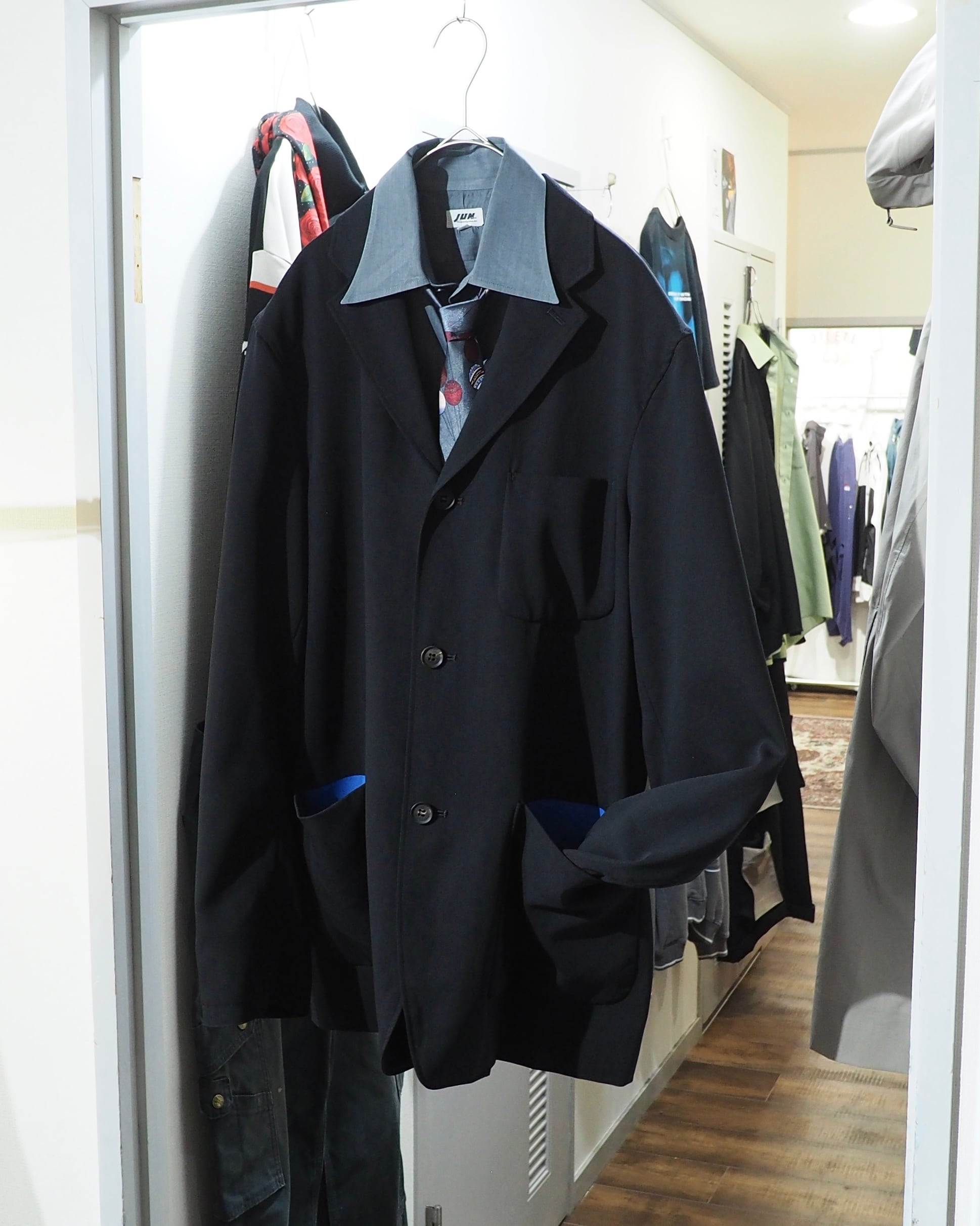 2000s ” sec ” Beautiful Light Blue switching Tailored jacket