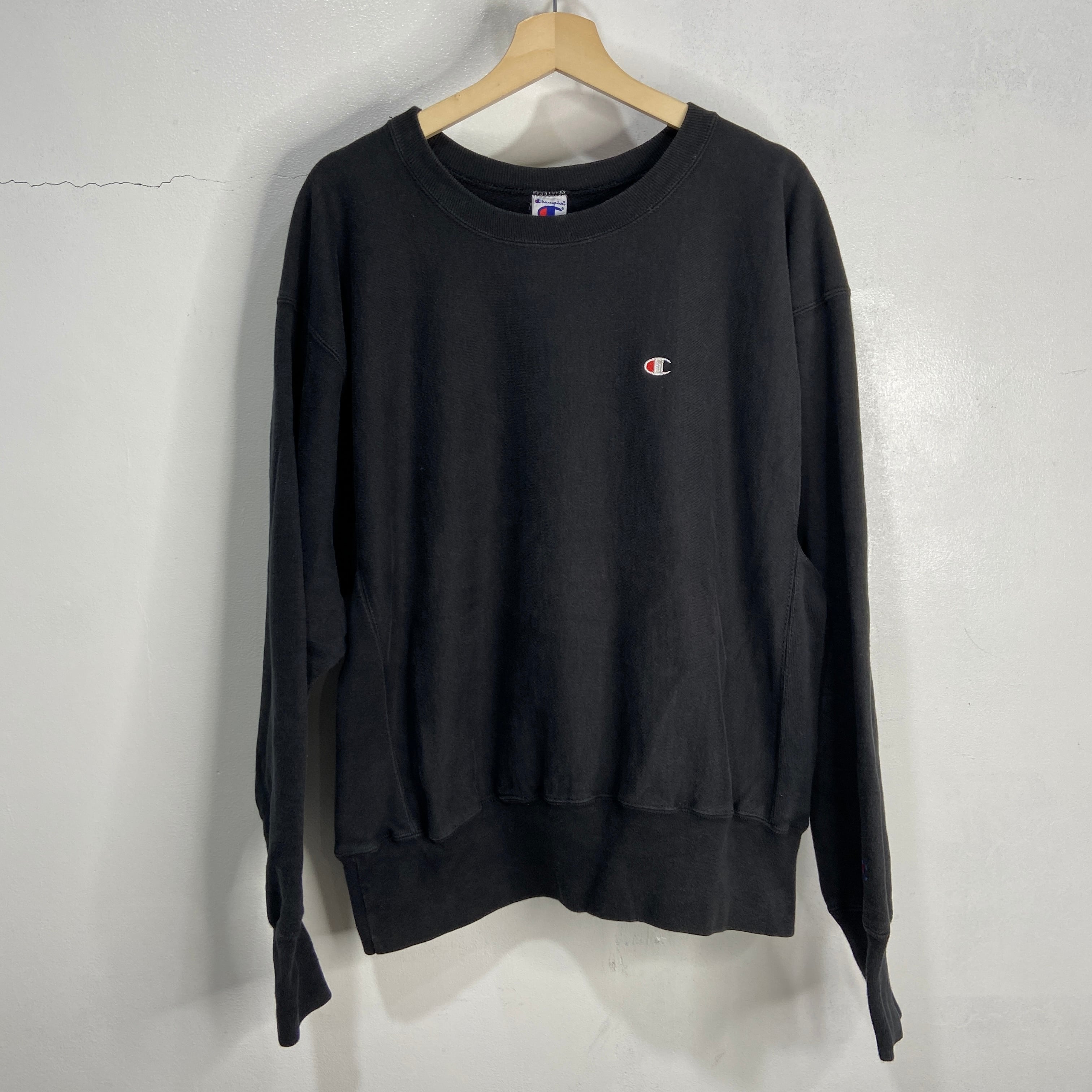 YI55【USA製】Champion　スウェット【3XL】黒色　リバースウィーブ