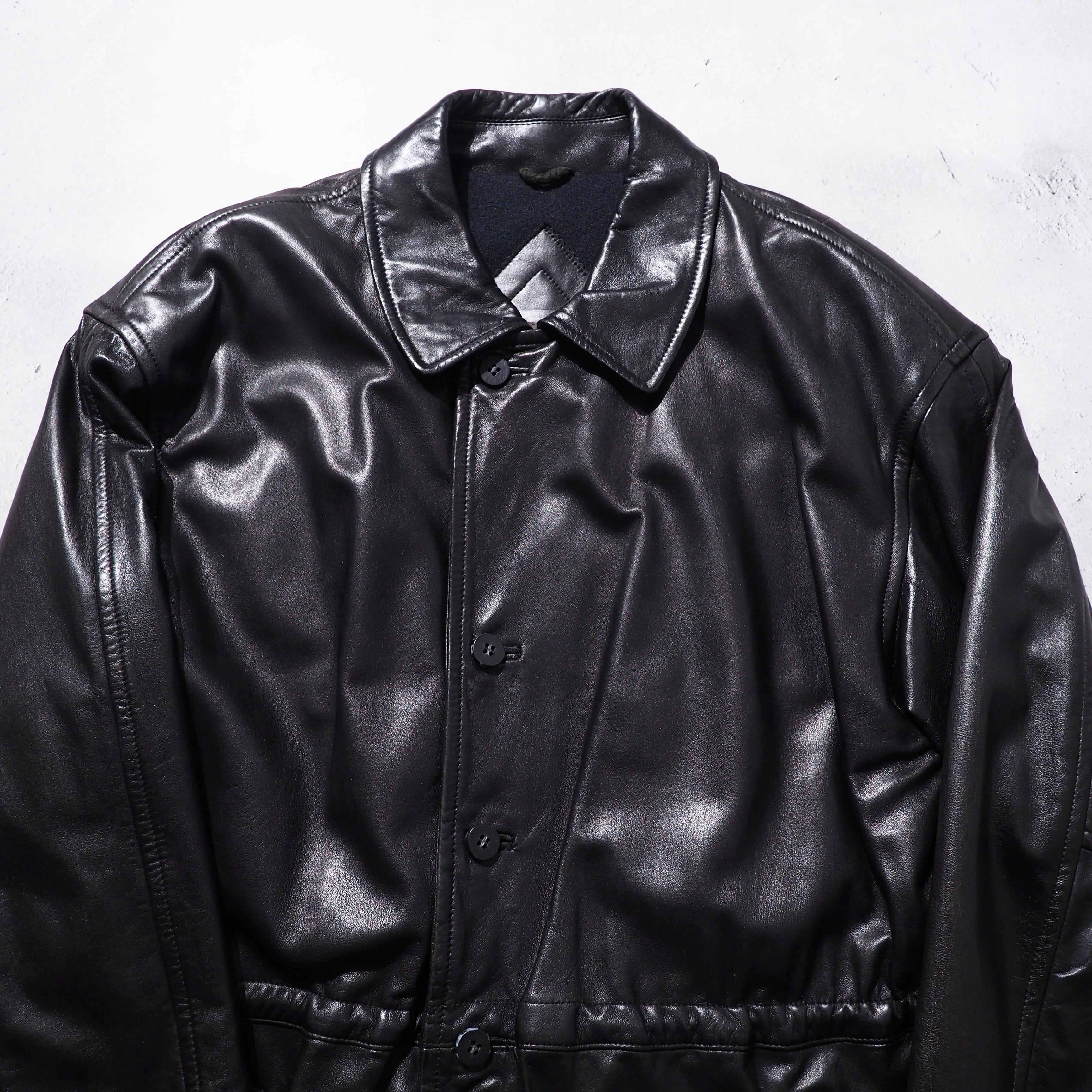 1990s ” 極上 ” Special Black Lamb leather vintage half coat jacket