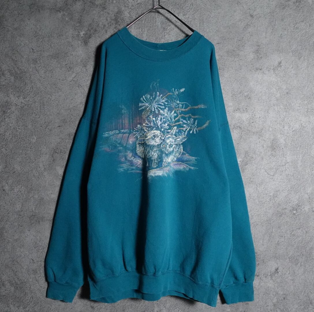 Emerald green Rabbit Animal Print Sweat