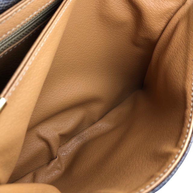 CELINE セリーヌ マカダム ショルダーバッグ ブラウン ブラゾン型押し フロントバックル PVCレザー vintage ヴィンテージ オールド yanyh7