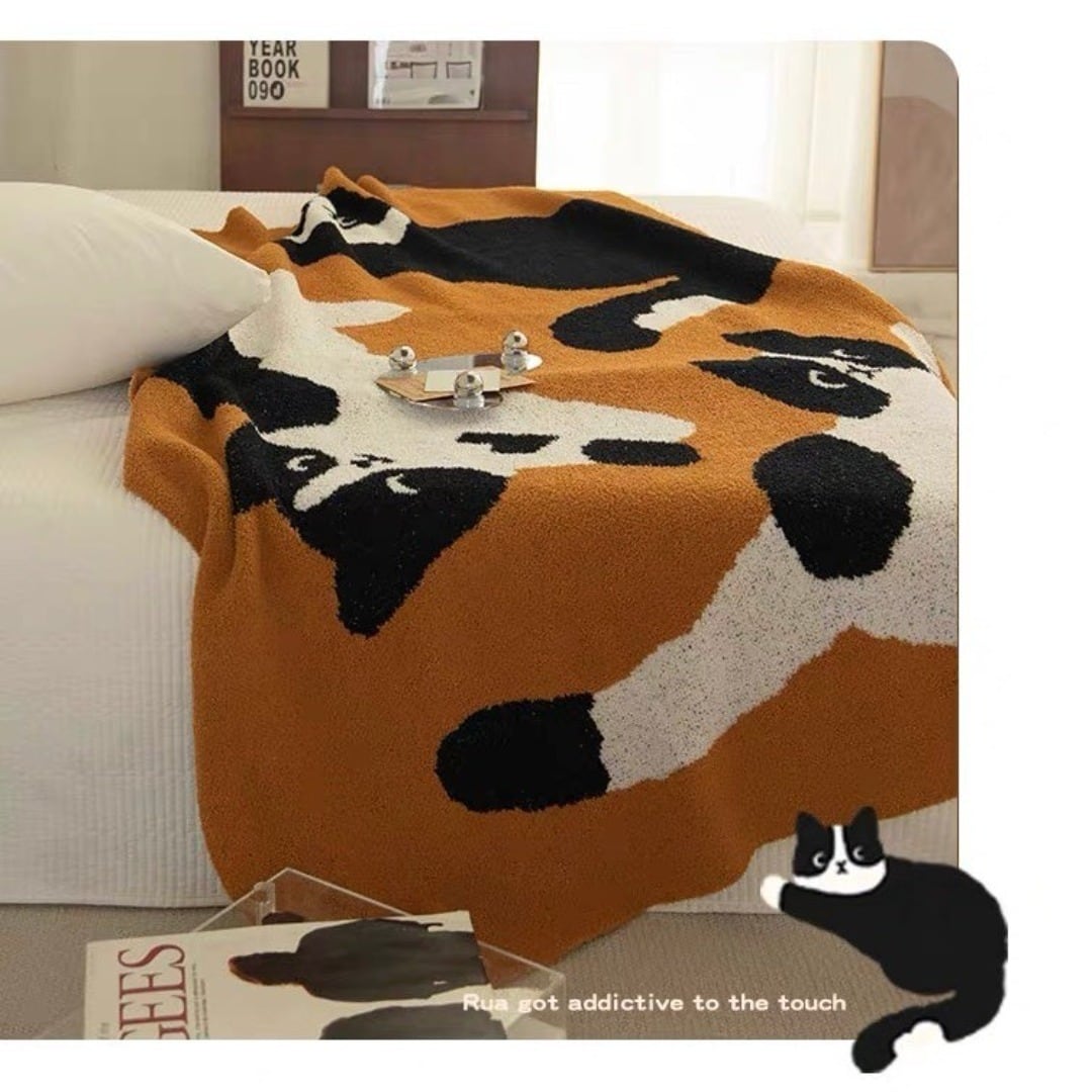 FAZOZO オリジナルイラスト キャット 猫柄 大判 ソフト ブランケット