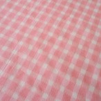 ブロックプリント生地【50cm単位】インド綿  チェック柄(小) 白×ピンク #50012-PK2