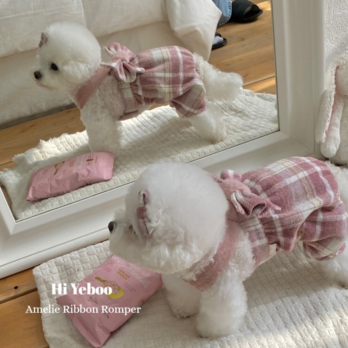 予約】[Hi yeboo] Amelie Ribbon Collection ( pink romper) | LUANA DOG