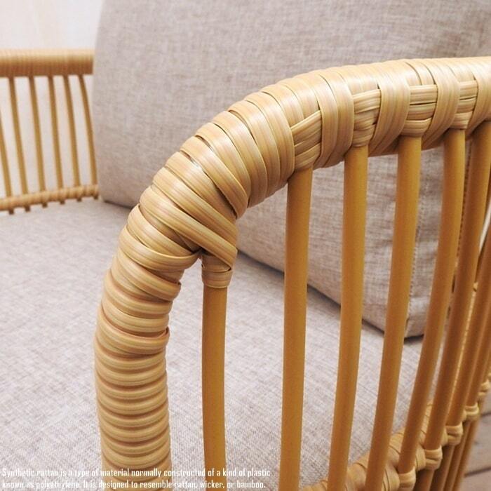 送料込み ラタン シングルソファ 一人 チェア アジアン ナチュラル ラウンド ラタン ソファ NK82-W 一人掛け シングルソファ 籐 アジアン家具