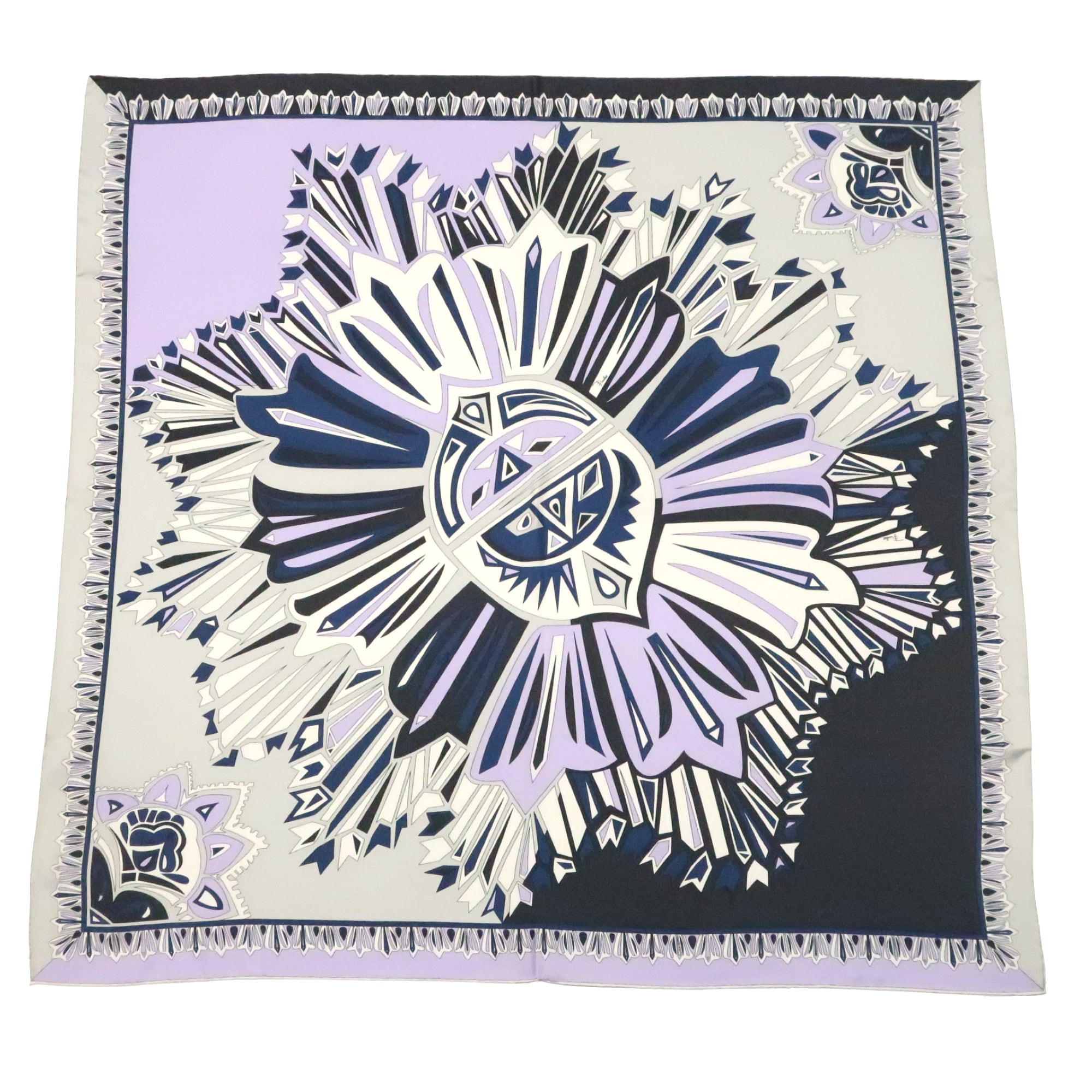 1円〜 EMILIO PUCCI エミリオプッチ スカーフ 青 C5079 EMILIO