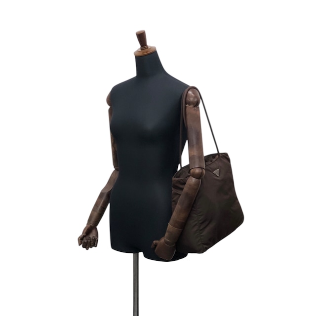 PRADA プラダ トートバッグ ブラウン トライアングルロゴ ナイロン vintage ヴィンテージ オールド nda4br
