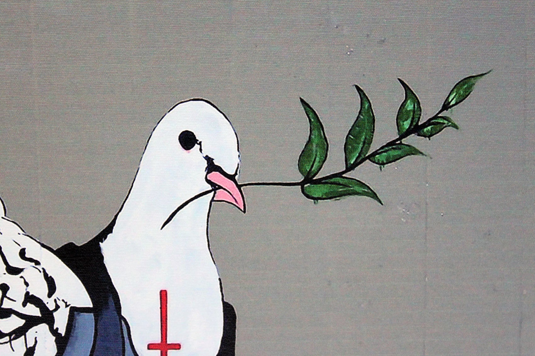 バンクシー「平和の鳩/Dove of Peace」展示用フック付きキャンバスジークレ