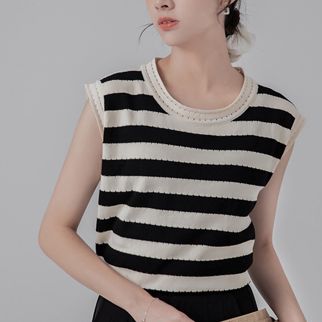 ストライプデザインノースリーブ K0070