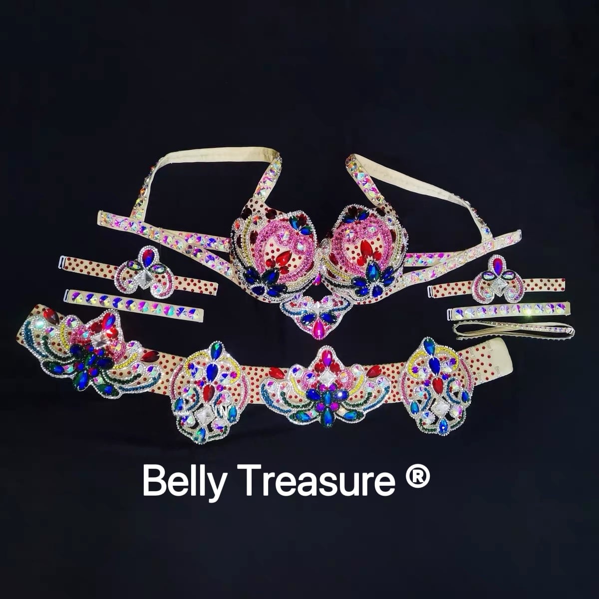 オーダーメイド衣装 ベリーダンス ブラ ベルトアーム3点セット YP006