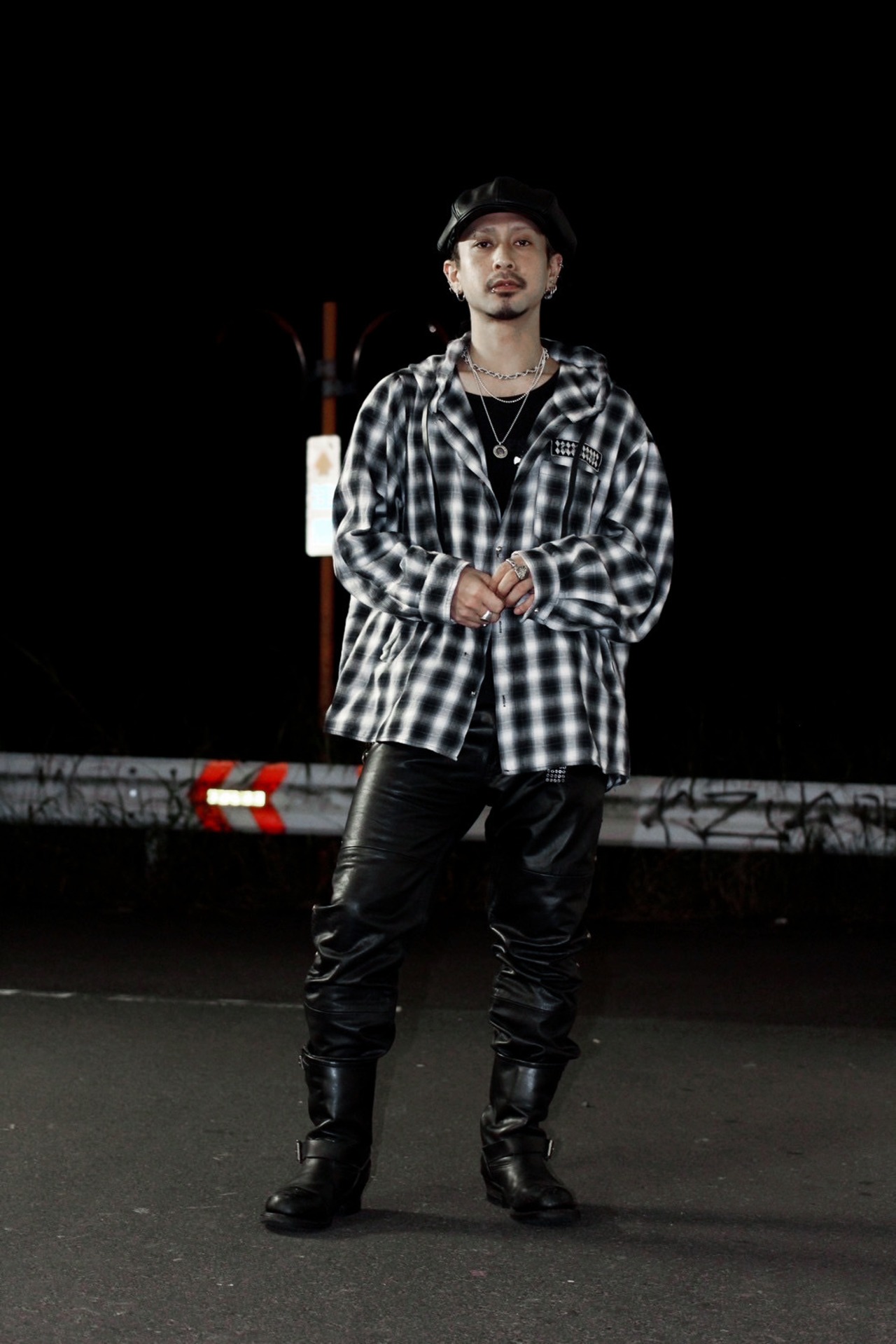 Ombre Check Shirt Hoodie