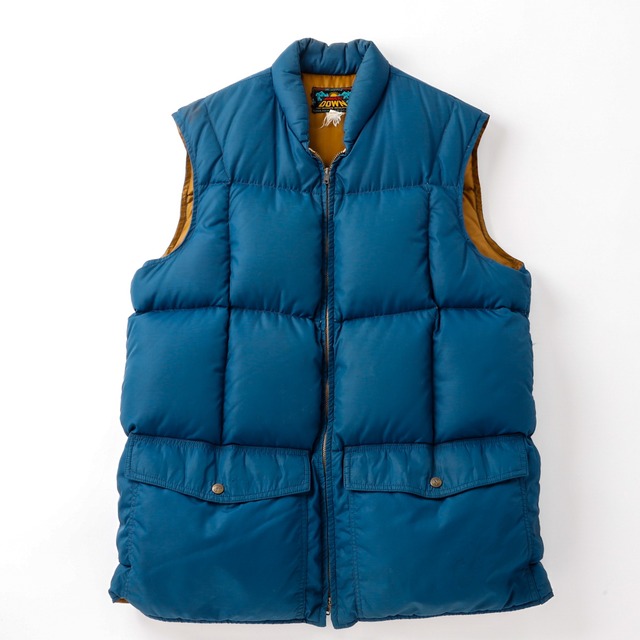 【極美品】60s Eddie Bauer Bauer down special down vest  Goose Down Shirt Blue made in USA Vintage ／ 60年代 ヴィンテージ エディーバウアー ダウン ベスト グース ダウンジャケット ブルー スペシャルコンディション USA製 サイズM 実寸XL 希少カラー 日の出タグ