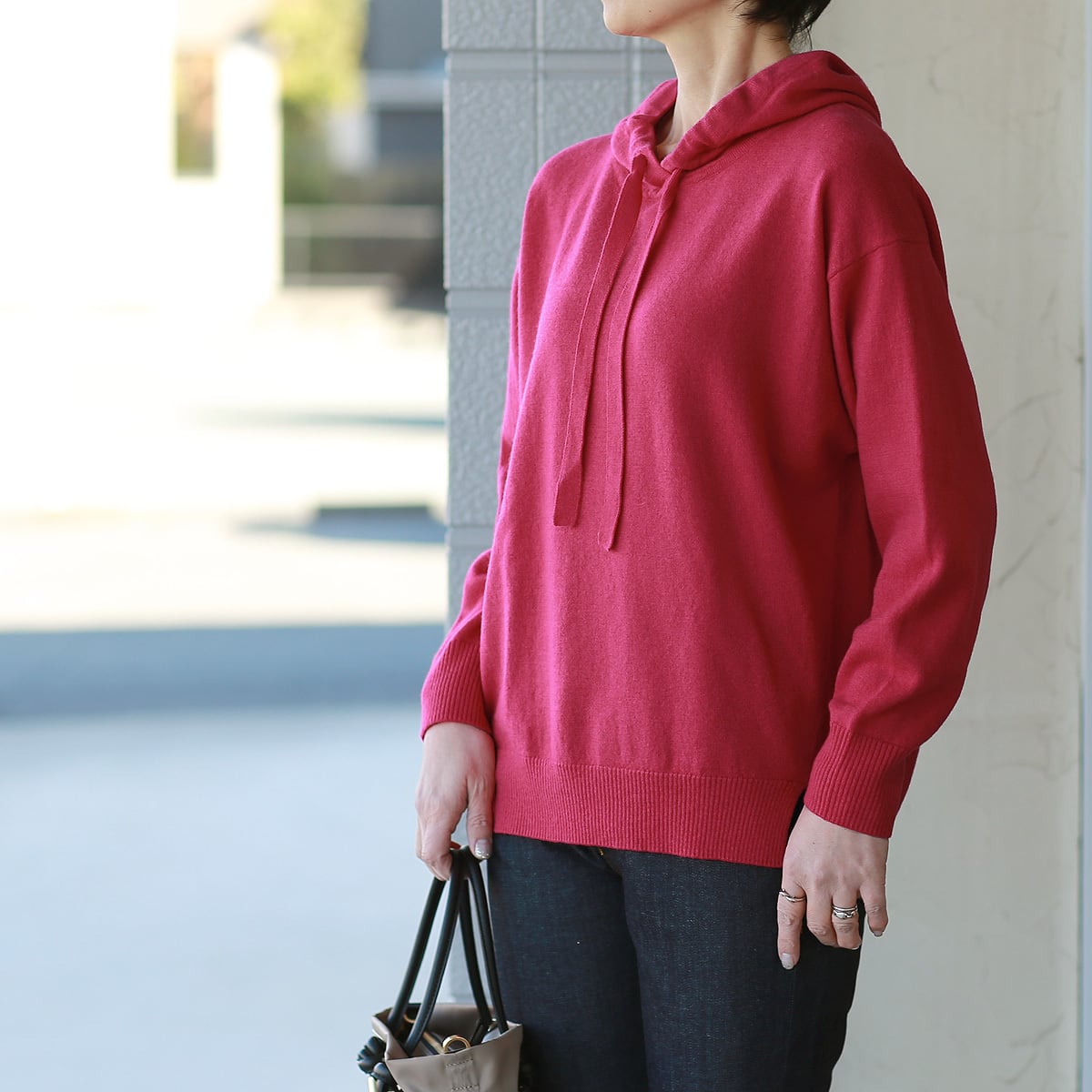 Le MARAIS (ル マレ) メリノウール ニット リラックスプルパーカ