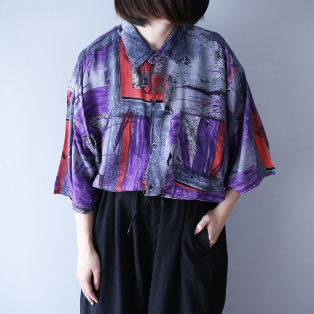 "GOOUCH" poison coloring art pattern loose silhouette rayon shirt