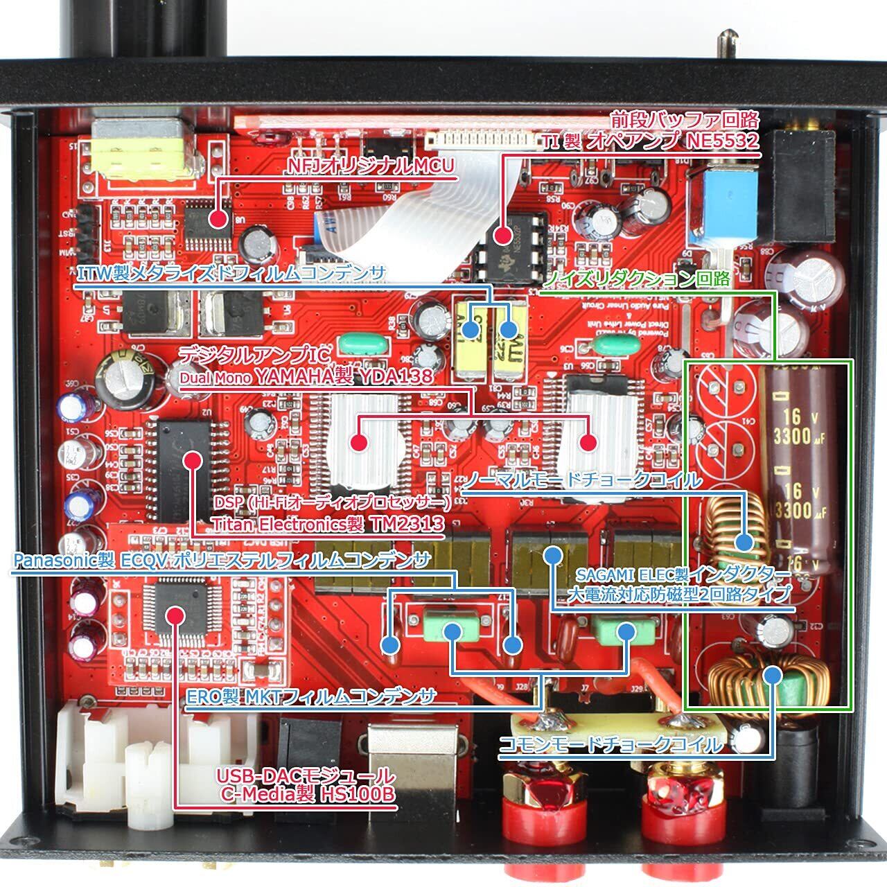 FX-AUDIO- YD-202J YDA138デジタルアンプIC搭載デュアルモノラル駆動式