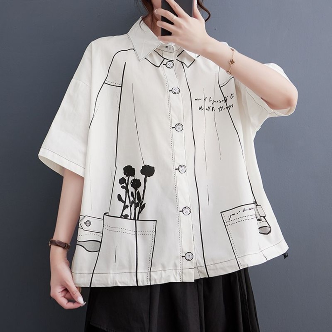 線画風 アート シャツ  30238