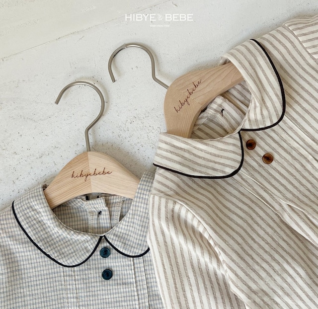 【即納】(80/90) hibyebebe / David pin tuck shirt