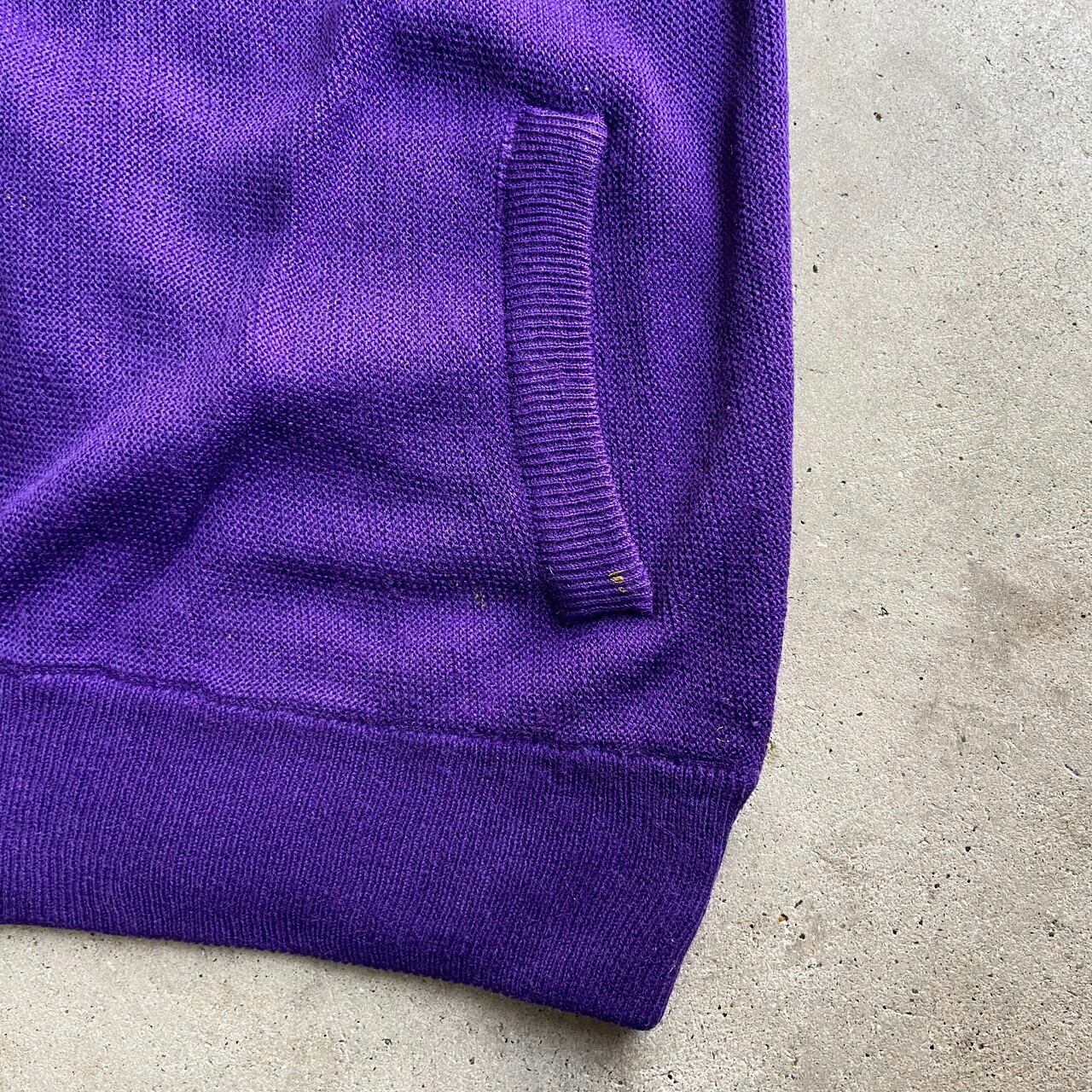 ヴィンテージ タイガー ワンポイントロゴ刺 アクリルニットカーディガン メンズxl相当 古着 パープル 紫 ニットセーター Sa24 Cave 古着屋 公式 古着通販サイト