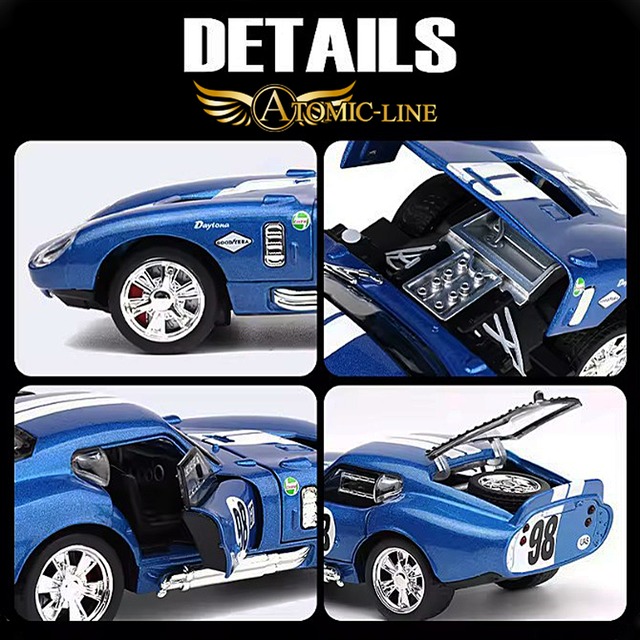 シェルビー Cobra デイトナ クーペ 1/32 ミニカー 全3色 ライト点灯 エンジンサウンド 合金モデル 模型 ジオラマ