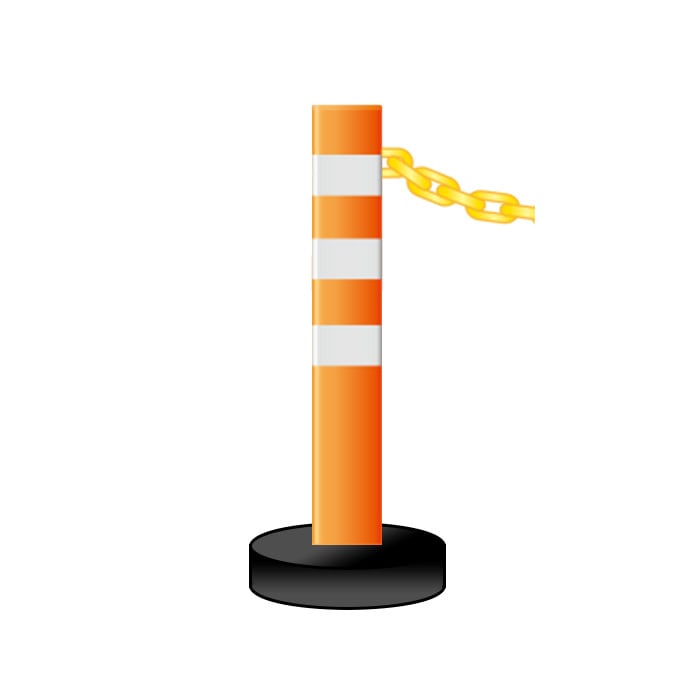 受注生産品(約1週間程度で発送)ポストフレックスチェーンタイプ ゴムベース 片フック (右か左かをご指定ください)高さ650mm 1本 PF-GCH650 ※アンカー、接着剤、チェーンは別売 保安道路企画