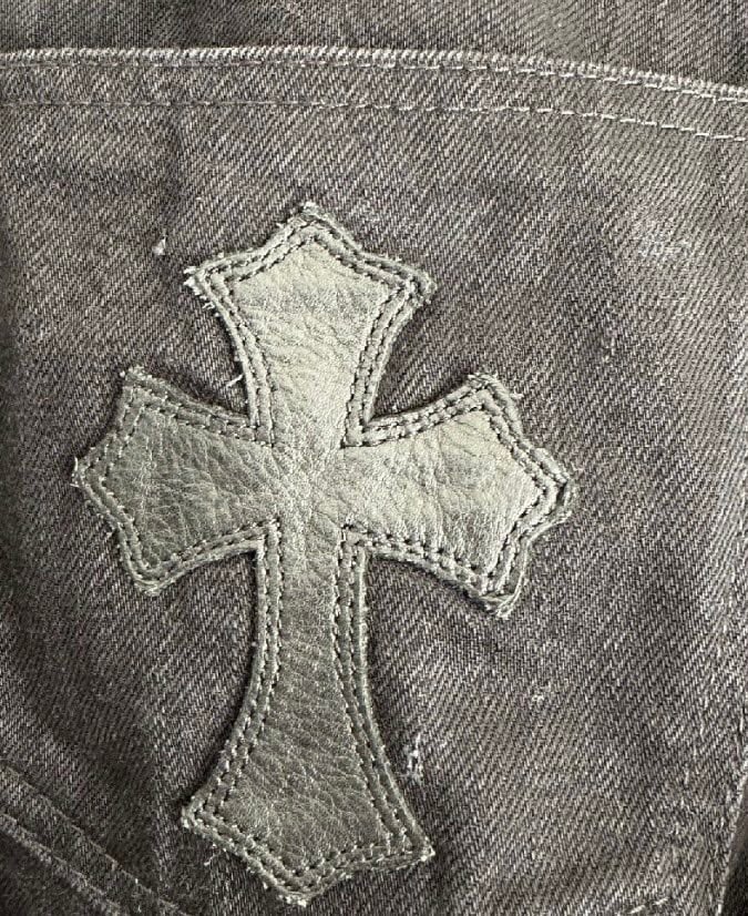 CHROME HEARTS クロムハーツ FleurKnee CrossPatch BackZip Denim