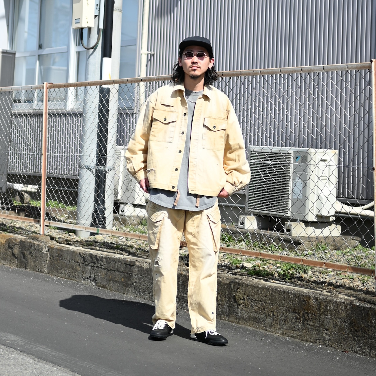 ANACHRONORM / REMAKED HERRINGBONE MILITARY SHIRTS JACKET