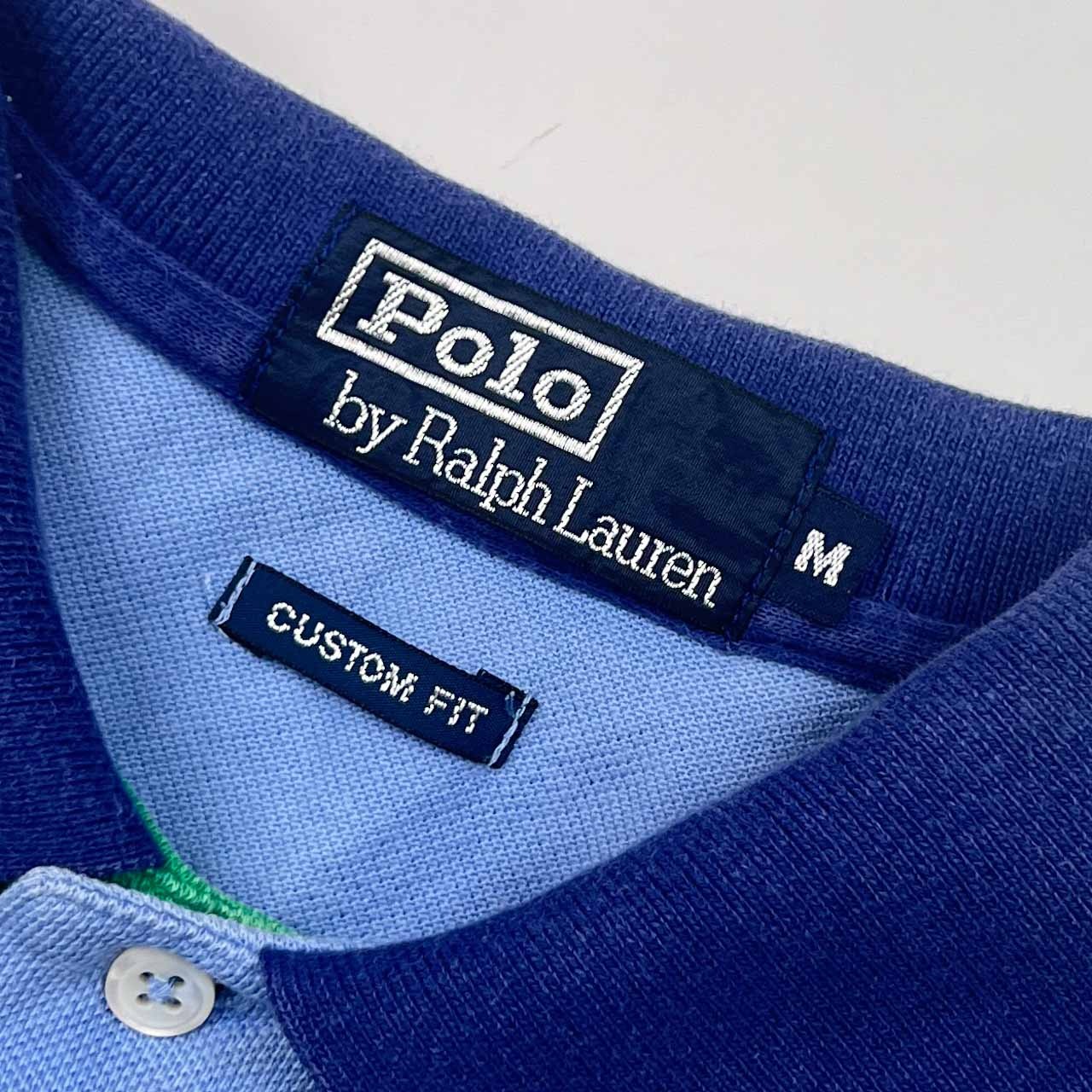 90s 00s Polo by Ralph Lauren ラルフローレン CUSTOM FIT ワンポイント 鹿の子 半袖 ポロシャツ M/水色系 メンズ オールド