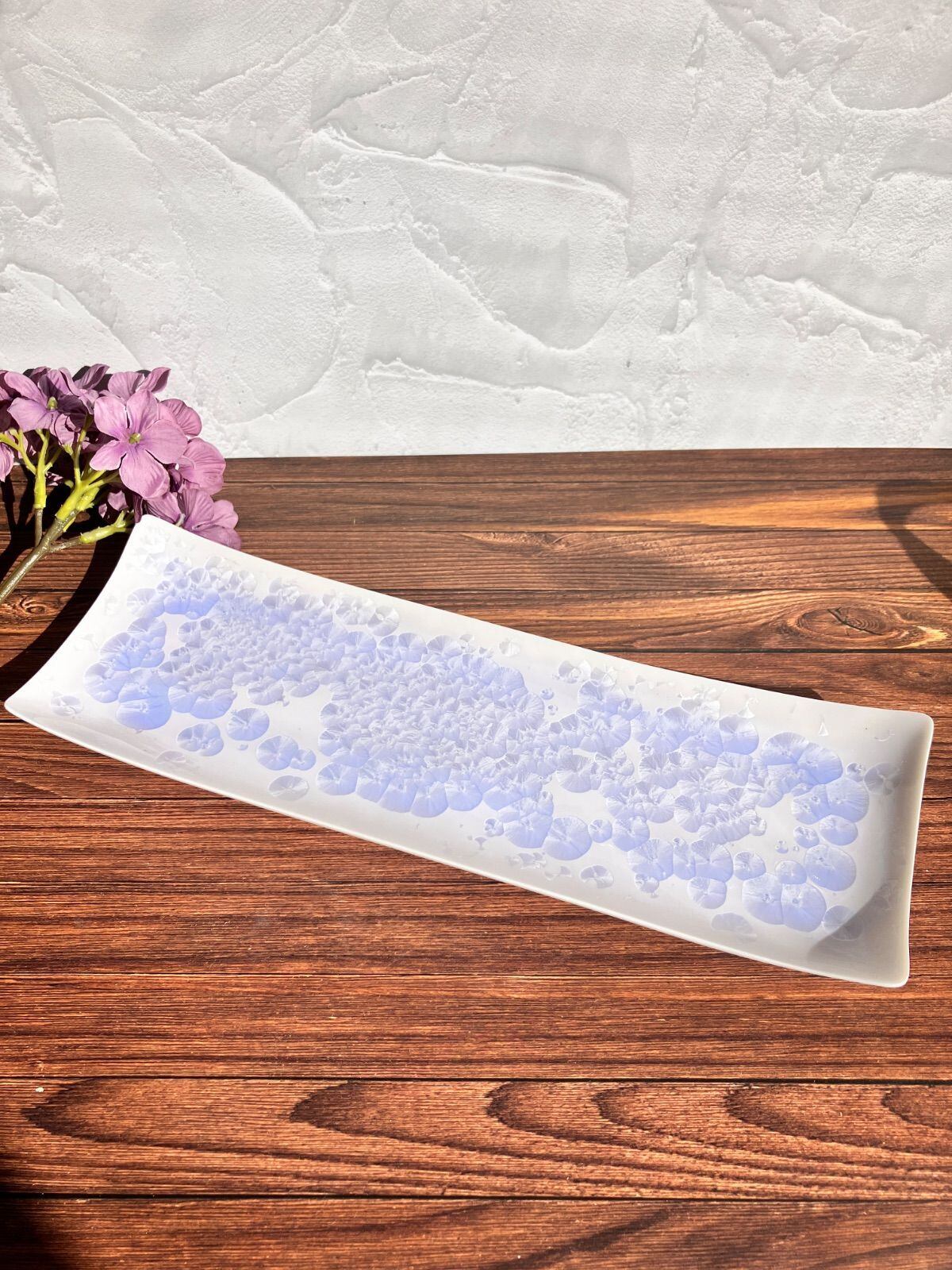花結晶 長皿 角皿 紫 （清水焼 京焼） | 若林陶器