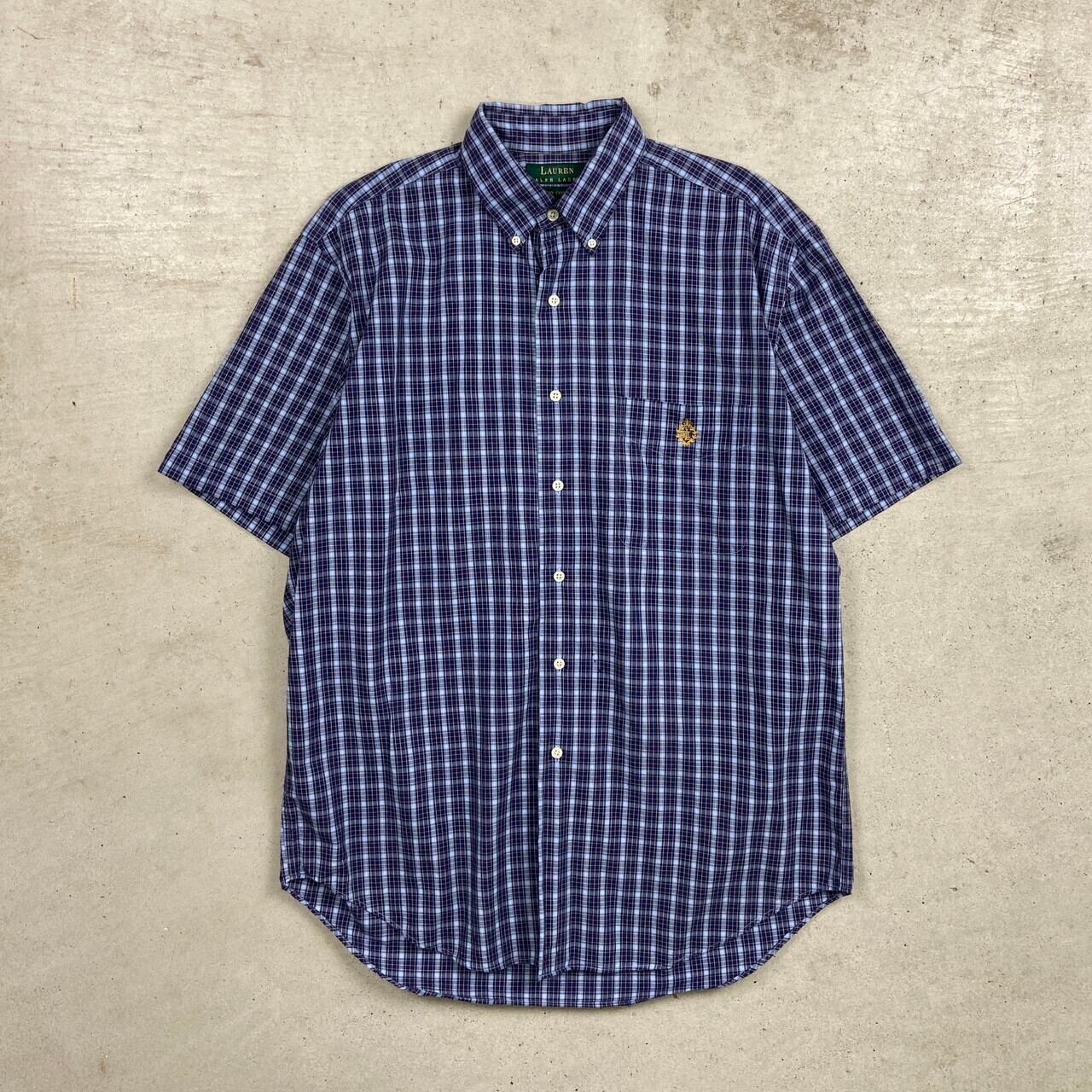 LAUREN Ralph Lauren ラルフローレン ロゴ刺繍 半袖チェックシャツ