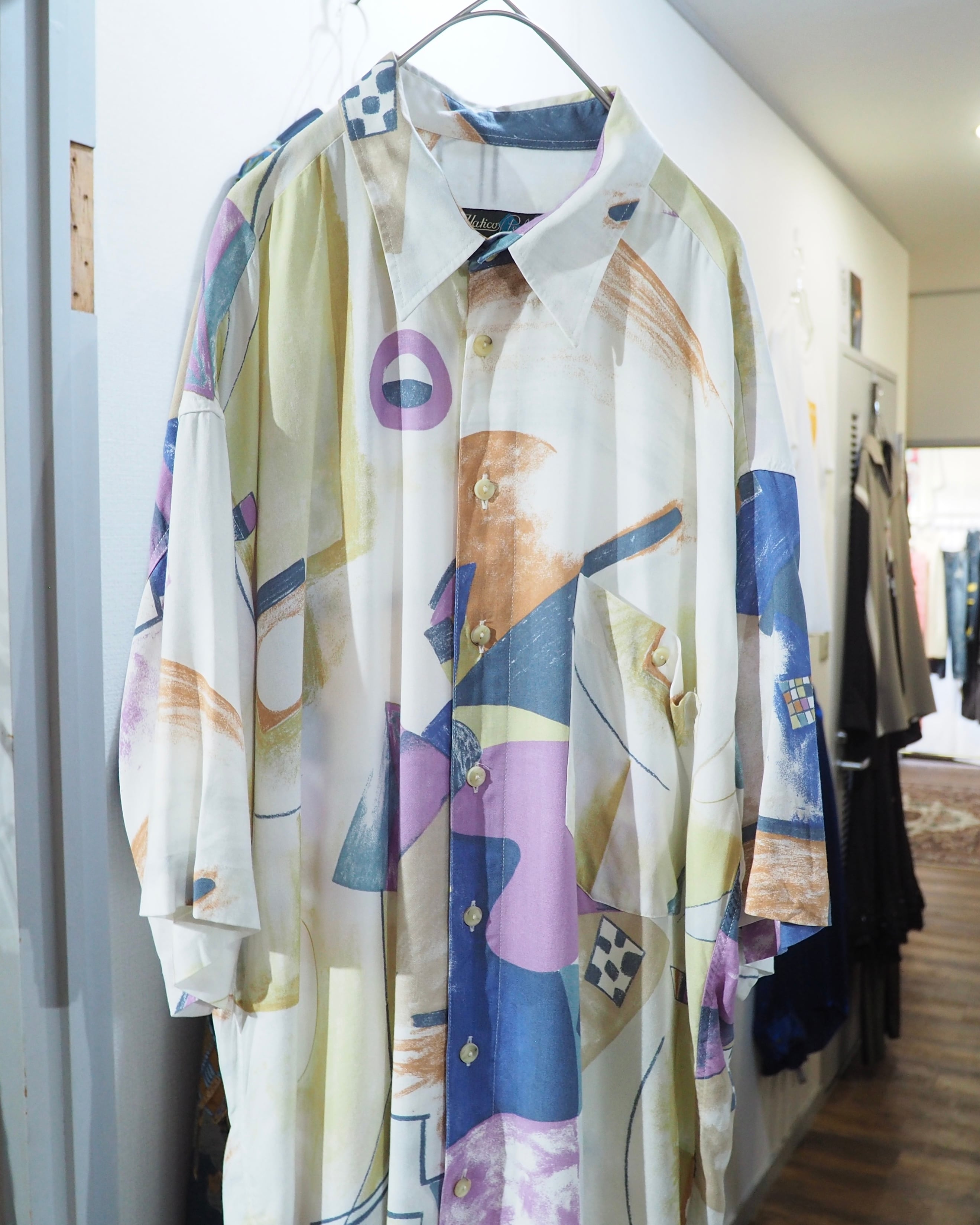 1990s Colorful Abstract art printed vintage loose SS shirt