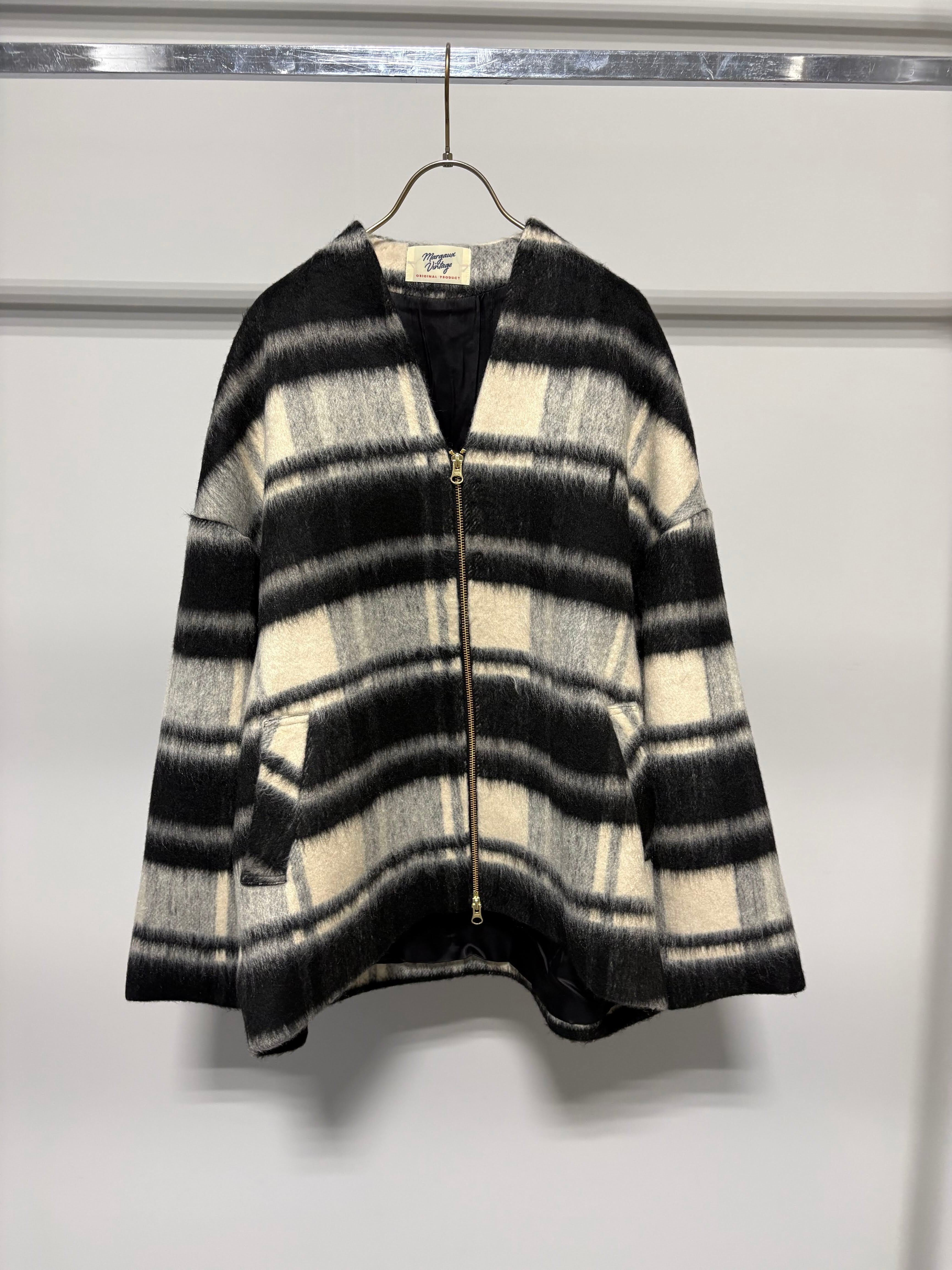 【10/上旬〜下旬入荷次第お届けのご予約】 MARGAUX VINTAGE/マルゴーヴィンテージ シャギージップコート CHECK