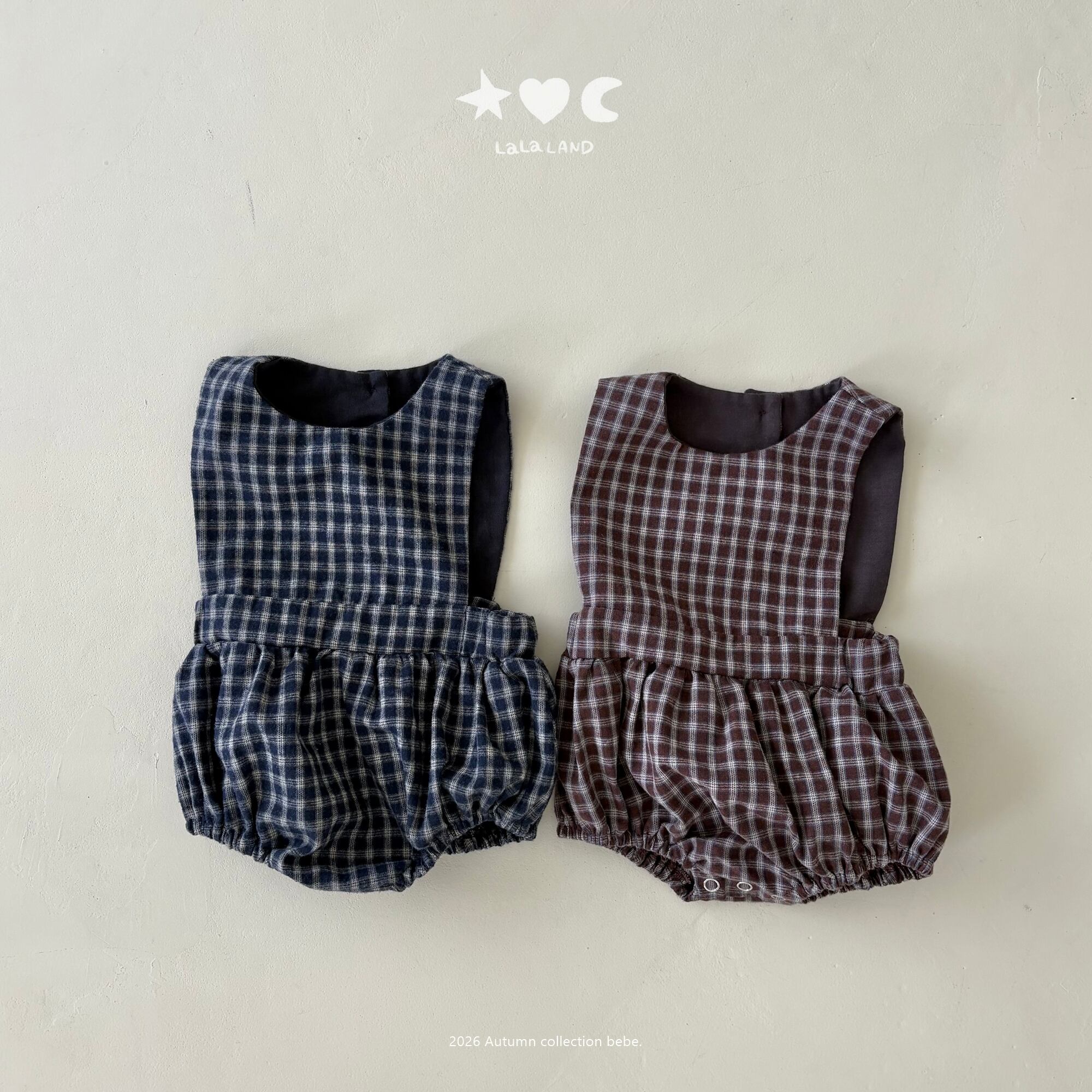 bebe check romper【lalaland】※9月下旬〜10月上旬発送予定