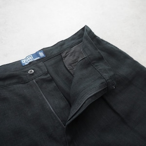 90s Polo by Ralph Lauren Double-pleated LINEN SHORTS Black [W38] 古着