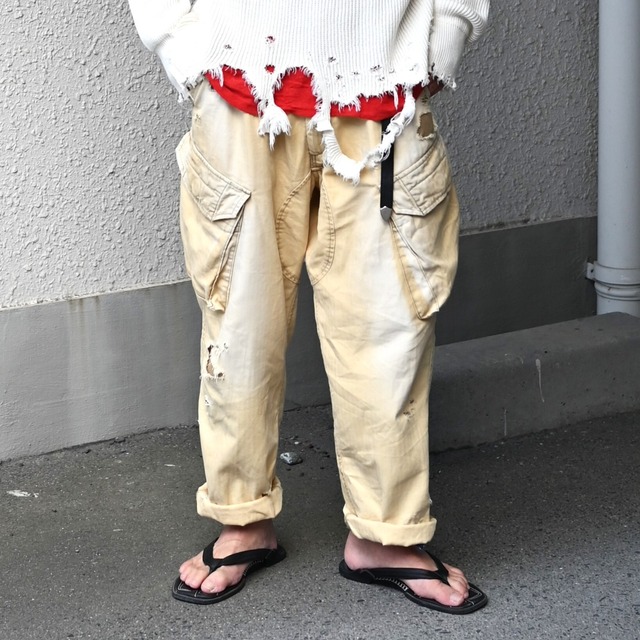 ANACHRONORM / REMAKED HERRINGBONE COMBAT CARGO TROUSERS