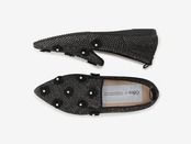 pointed-PEARL FLOWER / BLACK & BEIGE