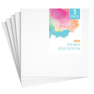 【新着特価】キャンバス キャンバスボード 203x203mm 5枚/セット ボールドキャンバス 張りキャンバス 絵画ボード アクリル絵の具 油絵 絵画 中目 油彩・アクリル兼用 描画 画布