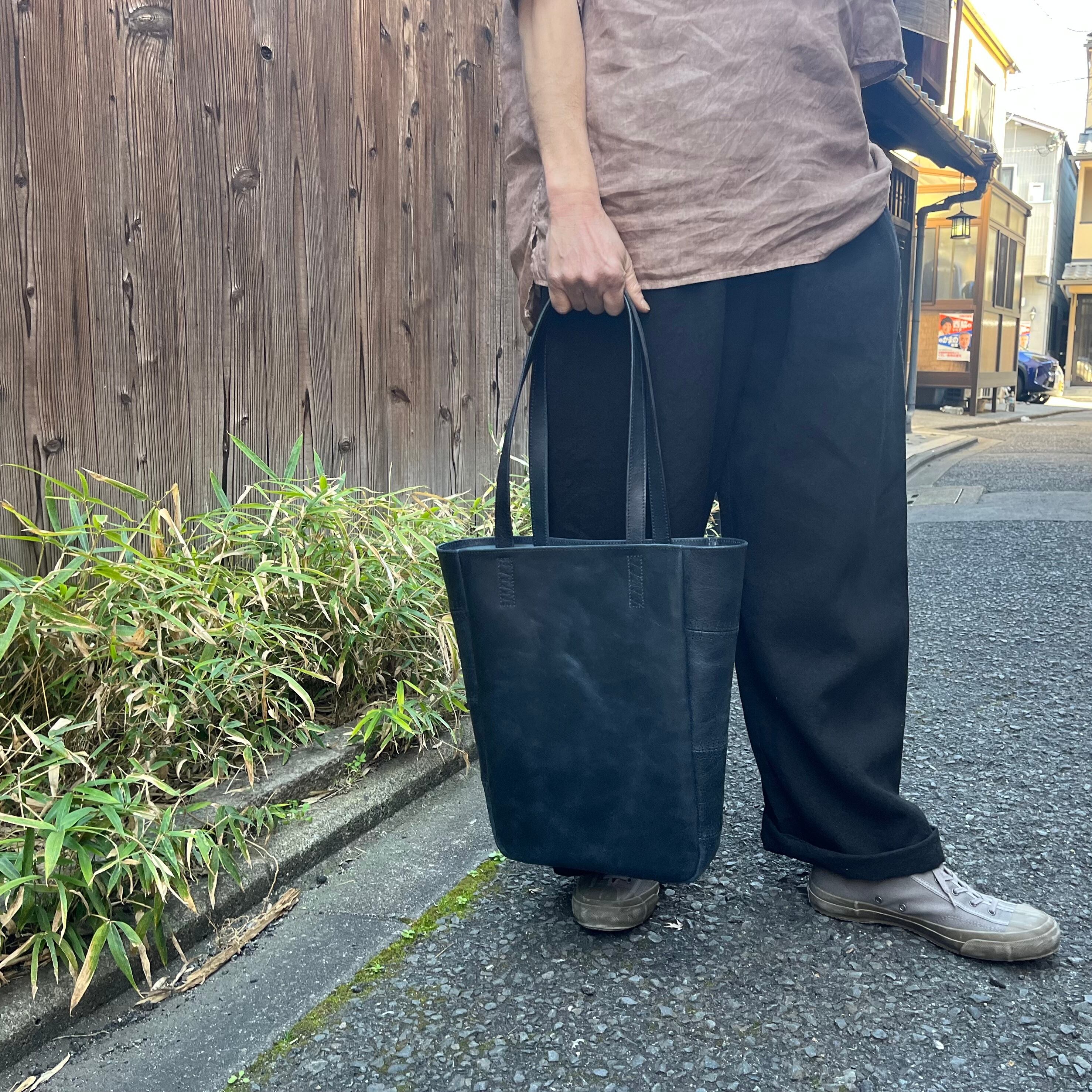 MITTAN BA-24 駱駝革トートバック 濃紺 | Routes*Roots