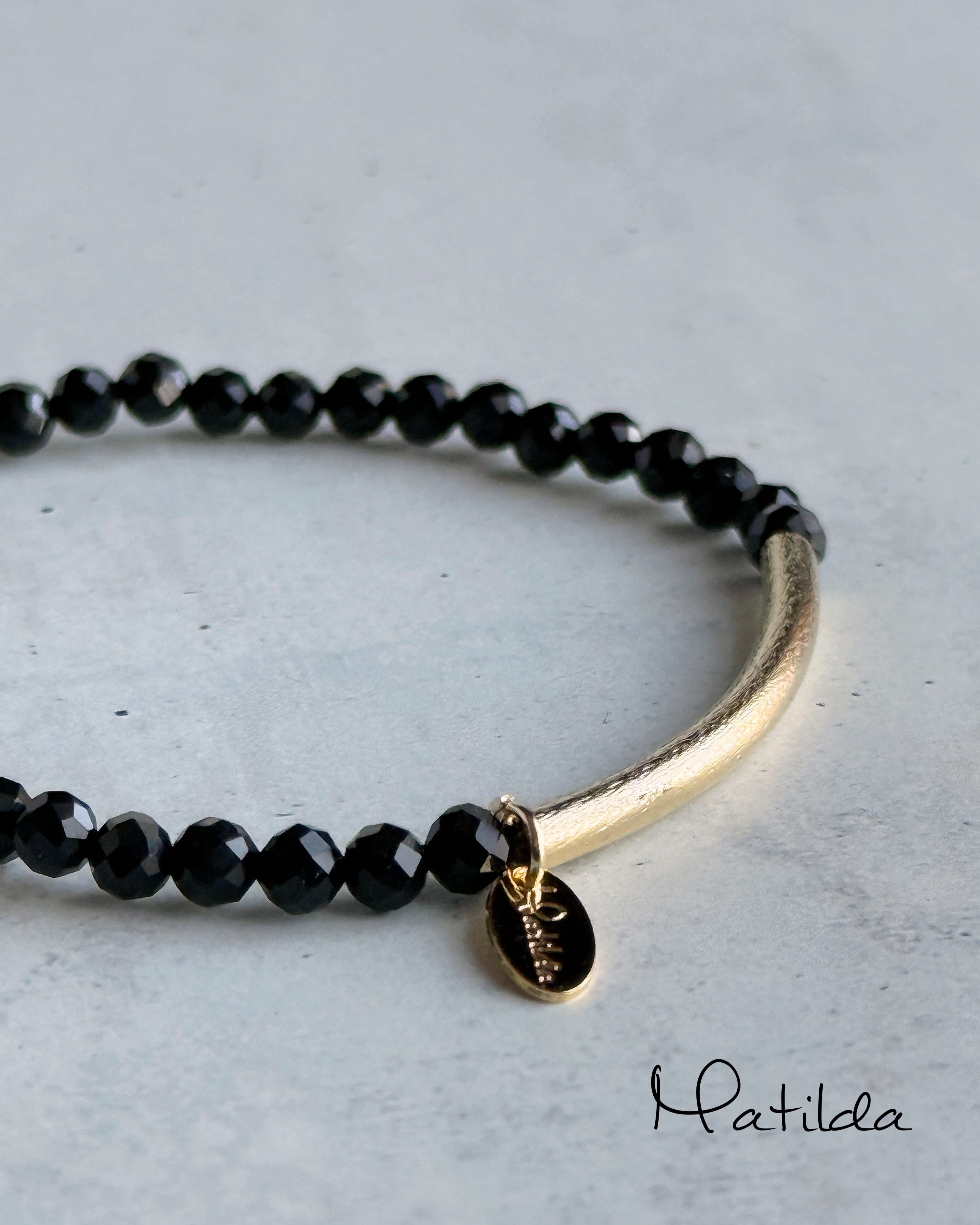 【再販】Tube & stone bracelet(オニキス)