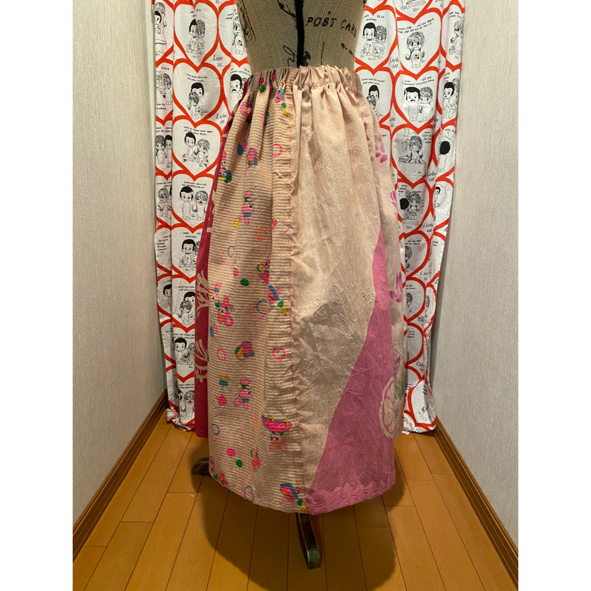 リメイク 柿渋染め手ぬぐい浴衣リメイクスカート | Nyaoko