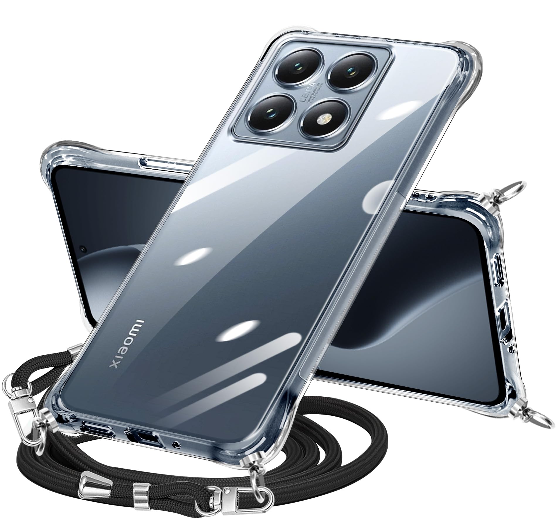 NISIILNG Xiaomi 14T Pro 用 ケース クリア ショルダー シャオミ 14t pro カバー 肩掛け 耐衝撃